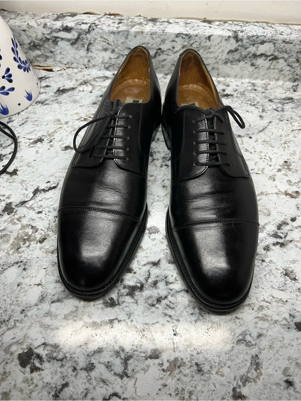 Vintage Florsheim Imperial Line Black Leather Cap Toe Dress Shoes Men's 10 D